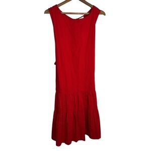 Vintage Liz Claiborne Red Cabaret Midi‎ Tiered Dress Sz 18 - 100% Cotton